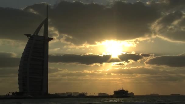 Burj Arab Hotel Tramonto Dubai — Video Stock