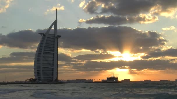 Burj Arab Hotel Sunset Dubai — Stock Video