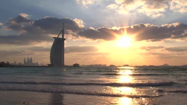 Burj Arab Hotel Sunset Dubai — Stock Video