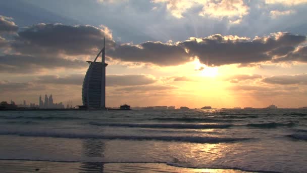 Burj Arab Hotel Tramonto Dubai — Video Stock