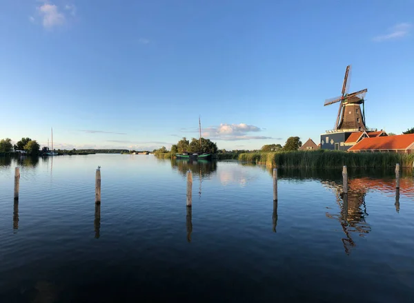 Molino Viento Rat Ijlst Una Noche Verano Frisia Países Bajos — Foto de Stock