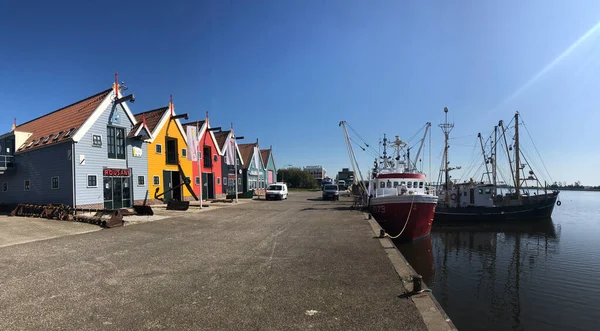 Casas Coloridas Zoutkamp Holanda — Fotografia de Stock