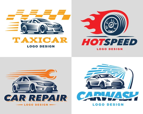 Concepto Abstracto Del Diseño Del Logotipo Del Coche Ilustración Del — Vector de stock