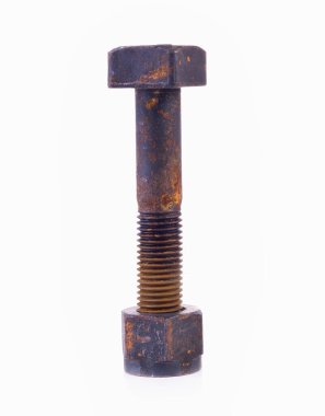 Eski paslı vida beyaz bir arka planda izole