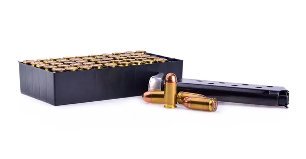 9Mm Ćwiczyć Kulę Pistolet Białym Tle — Zdjęcie stockowe