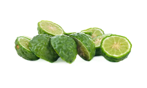 Fruta Bergamota Con Gota Agua Aislada Sobre Fondo Blanco —  Fotos de Stock