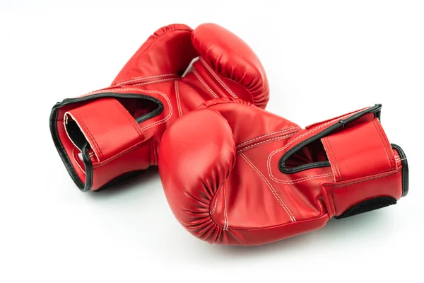 Red Leather Boxing Gloves Isolated White Background — Stock Photo, Image
