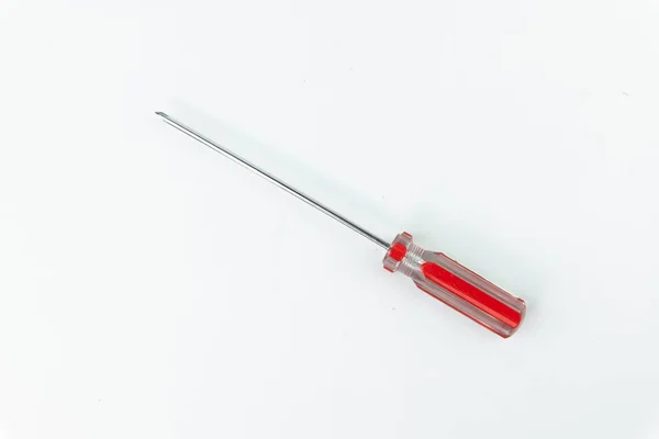 Screwdriver Red Hand White Background — Stock Photo, Image