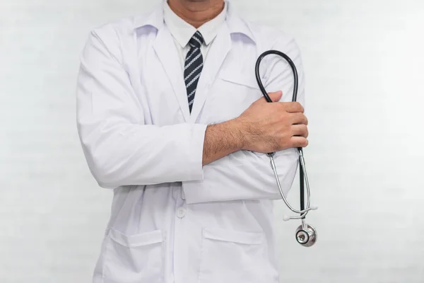 Porträt Des Arztes Auf Weißem Hintergrund — Stockfoto