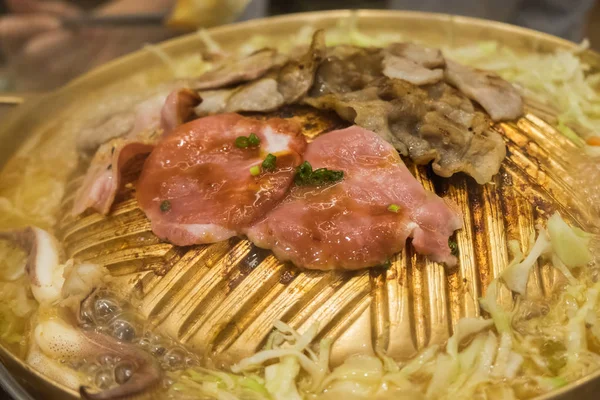 Rebanada Carne Cruda Para Barbacoa Yakiniku Estilo Japonés —  Fotos de Stock