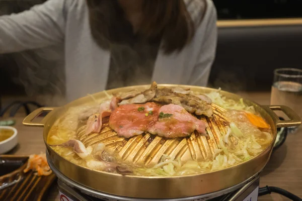 Rebanada Carne Cruda Para Barbacoa Yakiniku Estilo Japonés —  Fotos de Stock