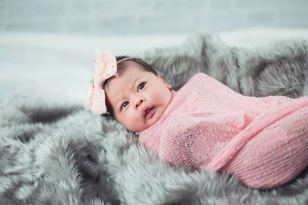 Portrait Cute Baby Bed — Stock Photo, Image