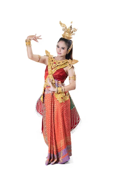 Frau Typischem Thai Kleid Mit Thailändischem Stil — Stockfoto
