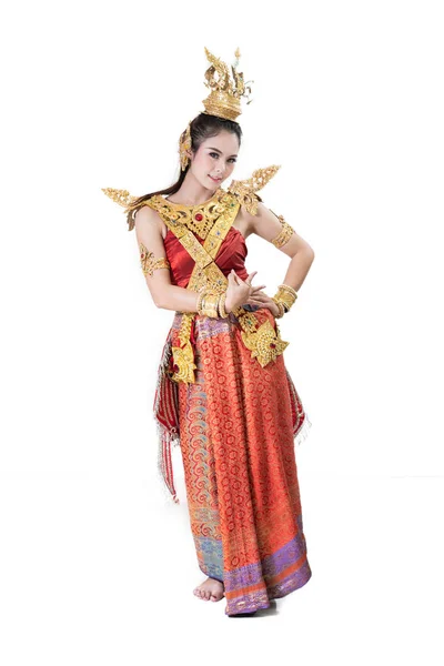 Frau Typischem Thai Kleid Mit Thailändischem Stil — Stockfoto