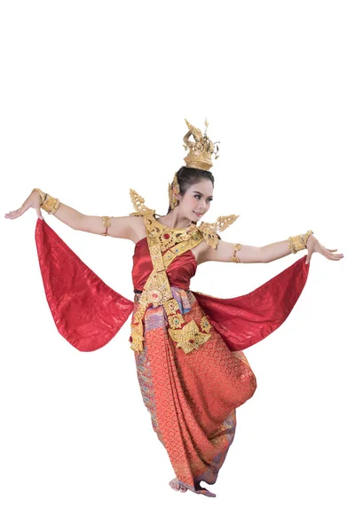 Frau Typischem Thai Kleid Mit Thailändischem Stil — Stockfoto