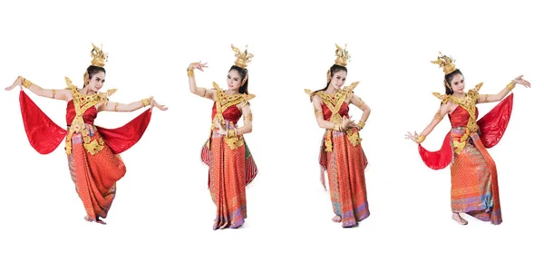 Kvinna Som Bär Typiska Thailändska Klänning Med Thailändsk Stil — Stockfoto