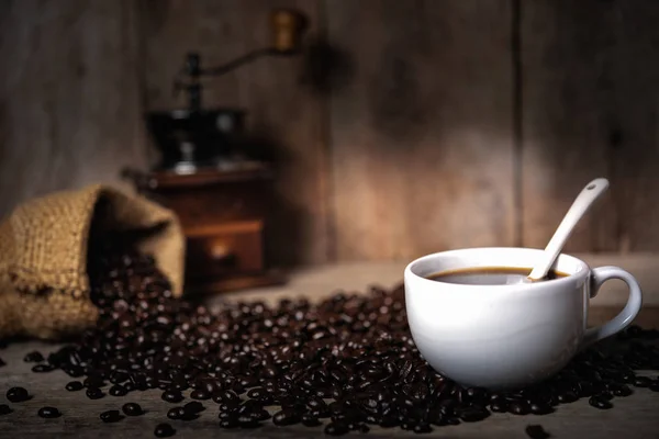 Gorąca Kawa Kawa Stół Drewna — Zdjęcie stockowe