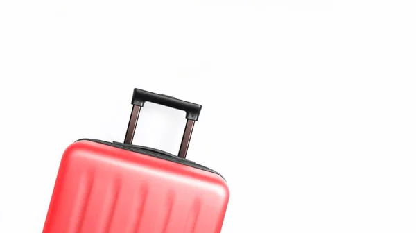 Valise Sur Fond Rouge Clair Avec Place Pour Texte Concept — Photo