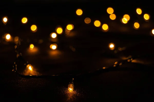 Schöne Orangefarbene Bokeh Aus Einer Girlande — Stockfoto