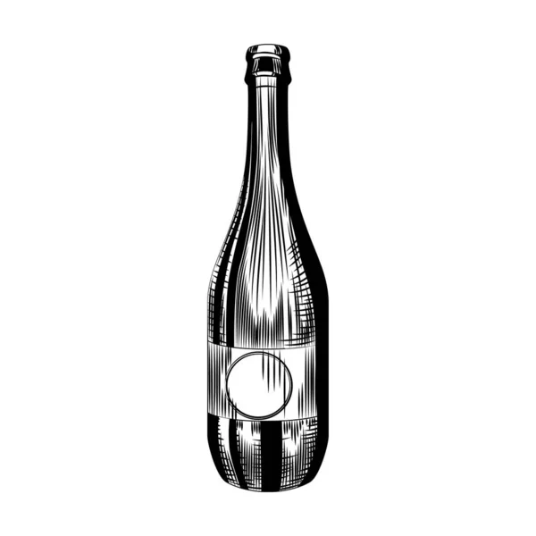 白地に描かれた手描きのサイダーボトル クラフトビールボトルのテンプレート ヴィンテージエングレービングスタイル ベクターイラスト — ストックベクタ