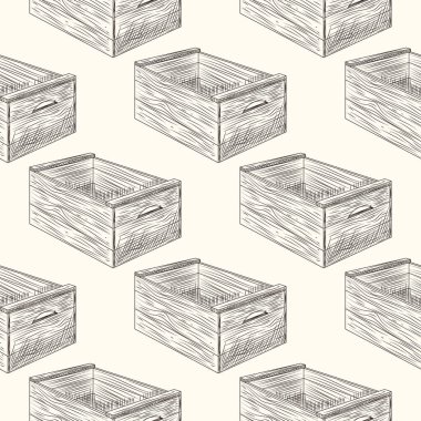 Tahta kutu pürüzsüz desen. Klasik oyma stil. Vektör illüstrasyonu