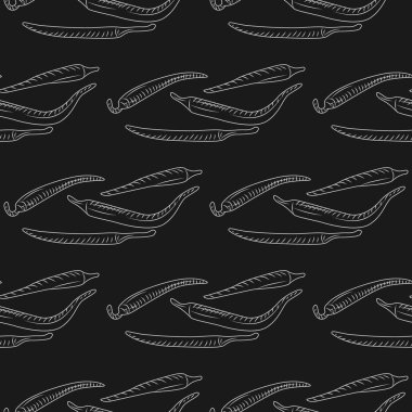 Karatahtada soğuk biber. Acı biber duvar kağıdı. Eski usul oymacılık. Vektör illüstrasyonu