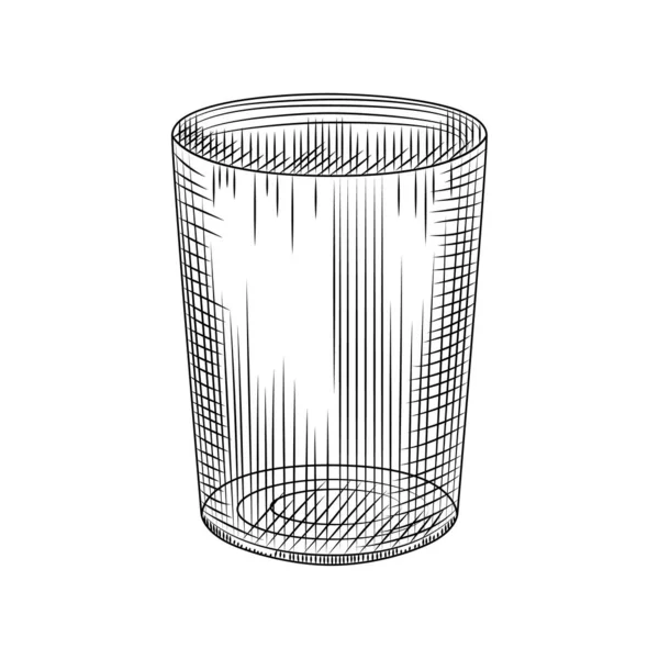 Bicchiere Highball Isolato Sfondo Bianco Schizzo Disegnato Mano Vetro Collin — Vettoriale Stock