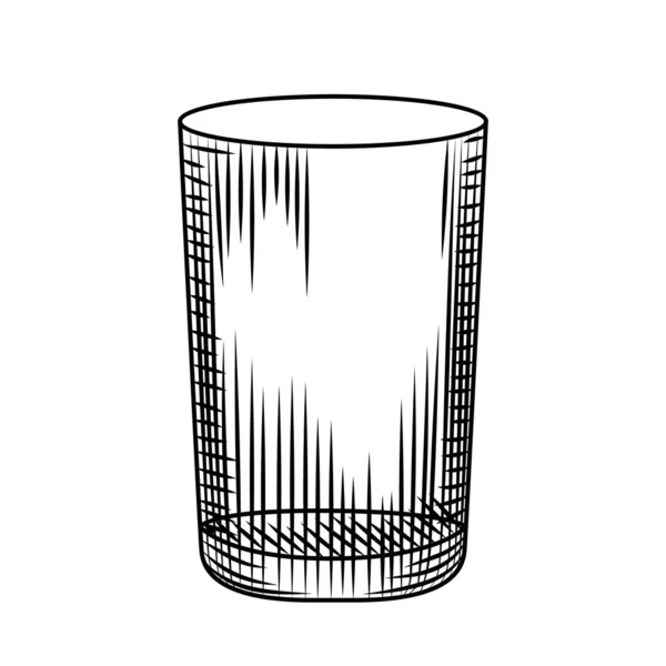 Bicchiere Highball Vintage Schizzo Disegnato Mano Vetro Collin Vuoto Incisione — Vettoriale Stock