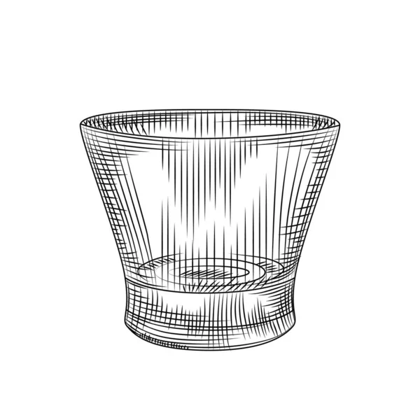 Bicchiere Vuoto Isolato Sfondo Bianco Incisione Stile Vintage Illustrazione Vettoriale — Vettoriale Stock