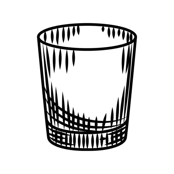 白い背景に隔離されたウォッカの人形 空のショットグラスのアルコール バーメニューのデザイン 透明ドリンクガラス ヴィンテージ彫刻スタイル ベクターイラスト — ストックベクタ