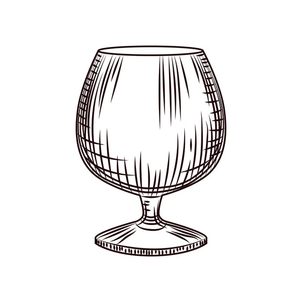 Met Hand Getekend Snifterglas Glas Cognac Cognac Schets Geïsoleerd Witte — Stockvector
