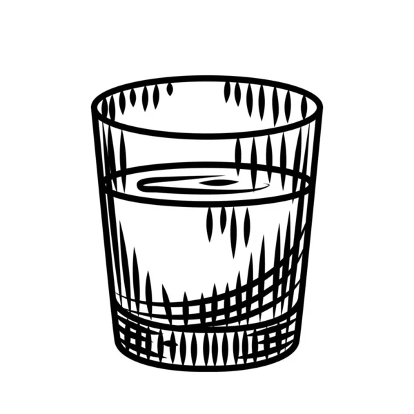 Doodle Wodka Shot Geïsoleerd Witte Achtergrond Een Vol Glas Alcohol — Stockvector