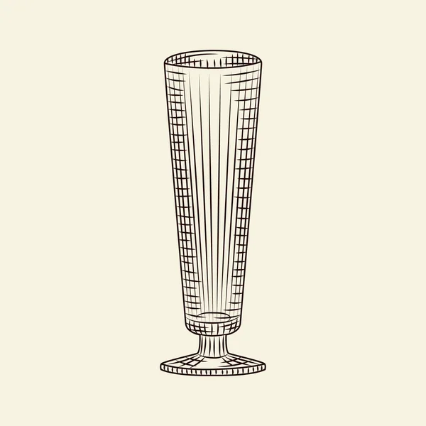 Tusche Handgezeichnete Leere Glasvektorillustration Vintage Pils Glas Bier Skizze Isoliert — Stockvektor