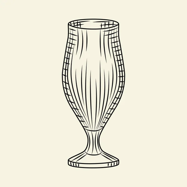 Vintage Met Hand Getrokken Bierglas Lege Pilsner Glas Bier Geïsoleerd — Stockvector