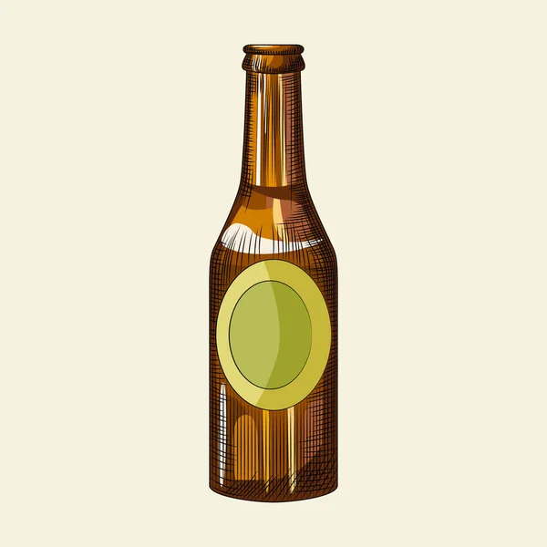 Garrafa Cerveja Desenhada Mão Isolada Fundo Claro Modelo Garrafa Cerveja —  Vetores de Stock