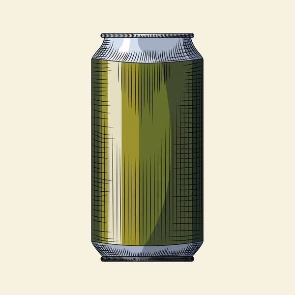 Ręcznie Rysowane Piwo Może Szablonować Zielony Napój Można Odizolować Jasnym — Wektor stockowy
