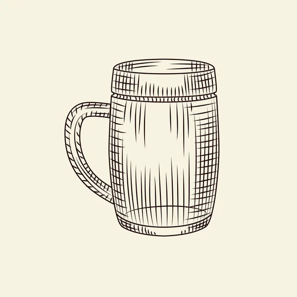 Glas Bier Isoliert Vektor Vintage Illustration Handgezeichneter Bierkrug Sketch Stil — Stockvektor