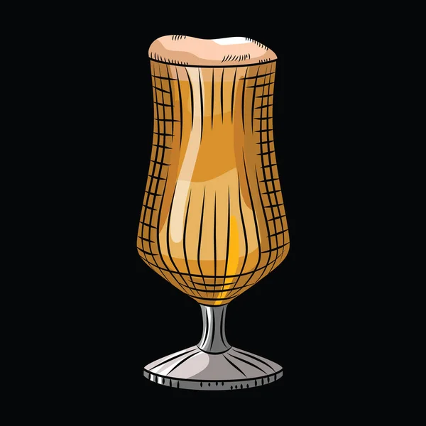 Стекло Светлого Пива Пеной Черном Фоне Плакат Алкогольными Напитками Стиль — стоковый вектор
