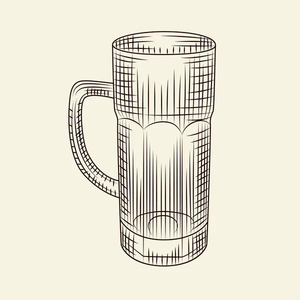 Verre Vide Bière Isolé Sur Fond Clair Tasse Bière Dessinée — Image vectorielle