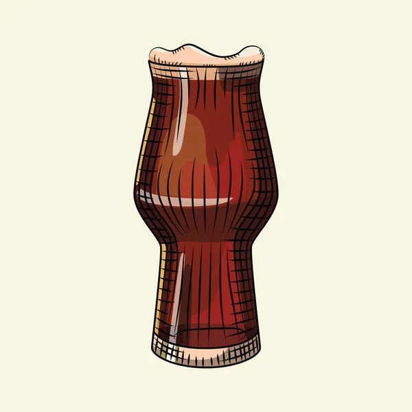 暗めのビールグラスを背景に隔離 アルコール飲料ポスター パブメニュー カード バナー プリント パッケージ用のデザイン 彫刻スタイル ベクターイラスト — ストックベクタ