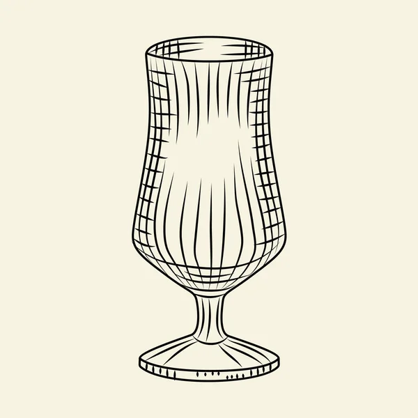 Inkt Hand Getrokken Leeg Bier Pilsner Glas Vintage Glas Bierschets — Stockvector