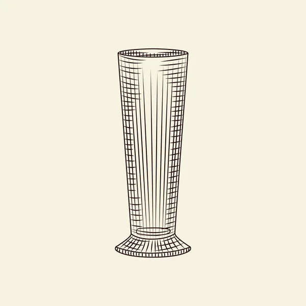 Tinta Dibujada Mano Vacía Sidra Vector Vidrio Ilustración Vaso Pilsner — Archivo Imágenes Vectoriales