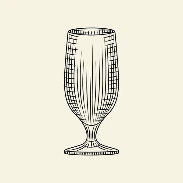 Met Hand Getrokken Bierglas Glas Ambachtelijk Bier Geïsoleerd Lichte Achtergrond — Stockvector