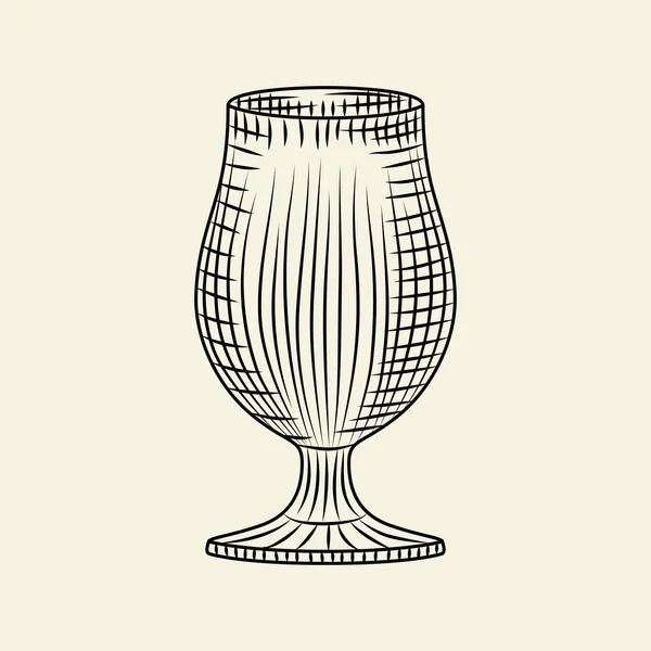 Inkt Hand Getrokken Leeg Glas Vintage Pilsner Glas Bier Schets — Stockvector