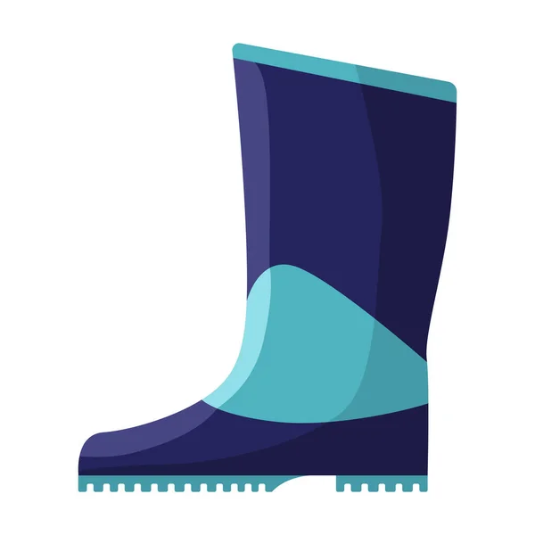 Blue Rubber Boot Isolated Flat Style Gumboot White Background Waterproof — Stock Vector