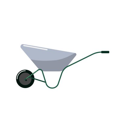 Beyaz arka planda düz dizayn el arabası. Bahçe aletleri. Vektör illüstrasyonu