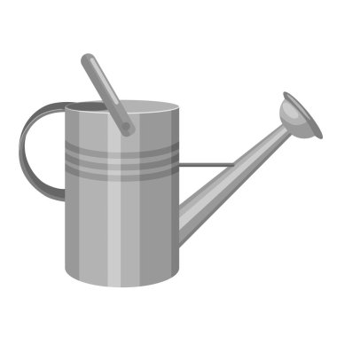 Metal sulama düz bir şekilde izole edilebilir. Beyaz arka planda gümüş bahçe ekipmanları. Vektör illüstrasyonu