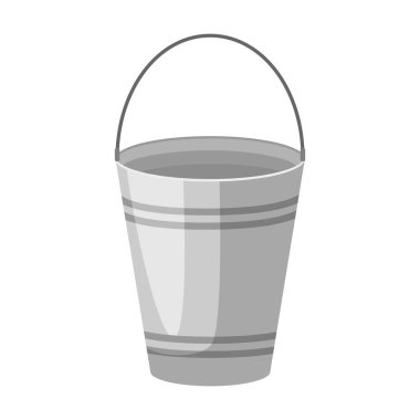 Metal kova beyaz arka planda izole edilmiş. Düz bir şekilde gümüş alüminyum kova sembolü. Vektör illüstrasyonu