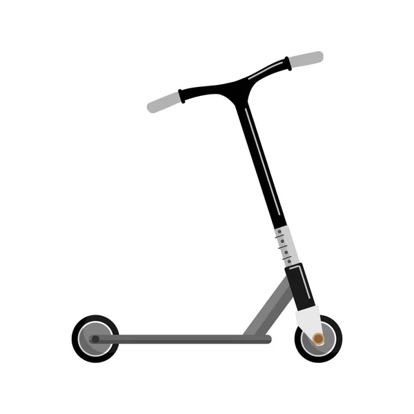 Trick Scooter Geïsoleerd Witte Achtergrond Schop Scooter Vervoer Platte Stijl — Stockvector