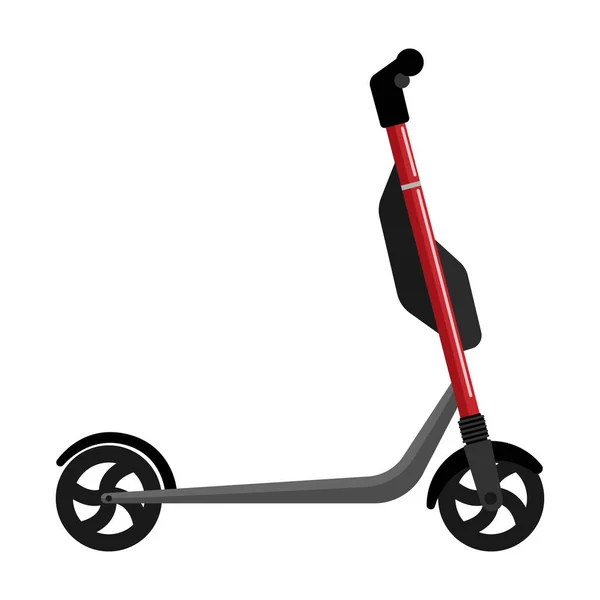 白い背景に隔離された電動赤いスクーター フラットスタイルの電動スクーター 都市生活のためのエコ輸送 ベクターイラスト — ストックベクタ